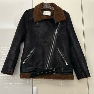 Zara Black and Tan Teddy Jacket